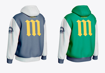 Hooded Varsity Jacket Mockup