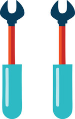 Pair of cartoon wrenches in teal cases a simple illustration of tools