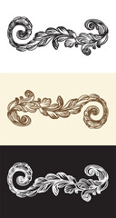 Calligraphy swirl ornate motifs vector illustration