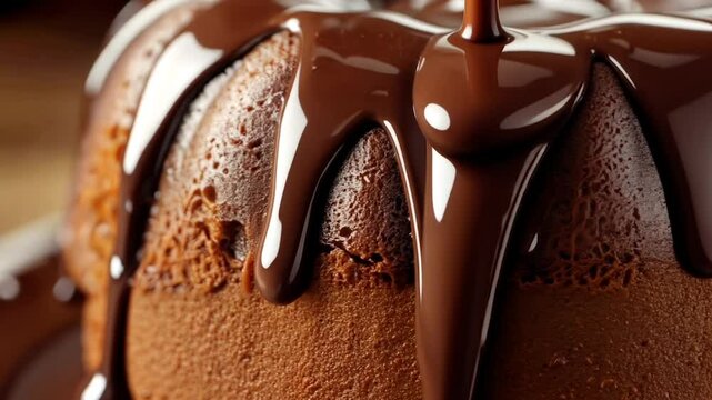 cake chocolate homemade with dripping cream choco on background