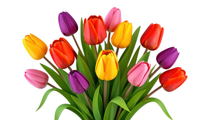 Vibrant Tulip Bouquet A Floral Celebration of Spring and Colorful Elegance in a Clean Still Life