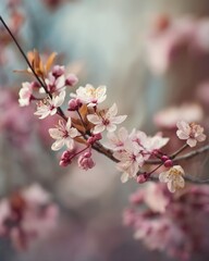 Obraz premium Delicate Pink Cherry Blossoms in Spring