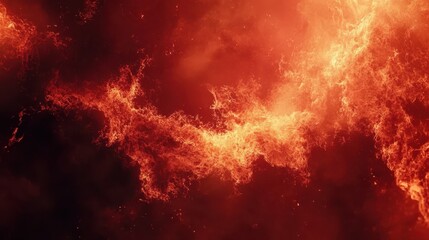 Fiery nebula, orange fractal smoke, a cosmic abstract, and dark background. Perfect for use as a background, wallpaper, or artistic effect.