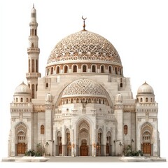 Obraz premium Majestic Mosque Architecture Isolated on White
