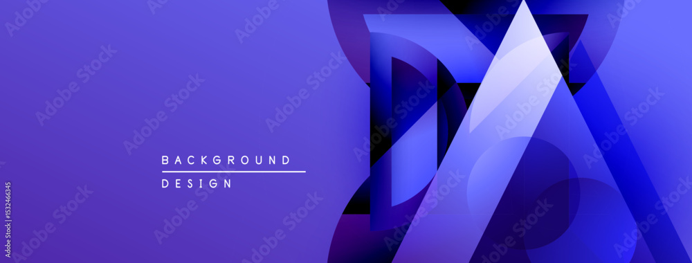 Poster abstract geometric design. blue gradients create layered shapes, modern aesthetic. minimalist compos