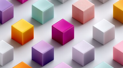 Obraz premium Isometric Arrangement of Pastel Colored Cubes, Modern Geometric Design Illustration
