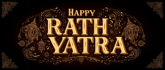 Rath Yatra,रथ यात्रा, dark color design with happy rat yatra ords over abstract vibrant color backgrond