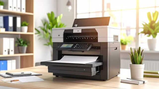 Modern Multifunction Printer In Office Setting