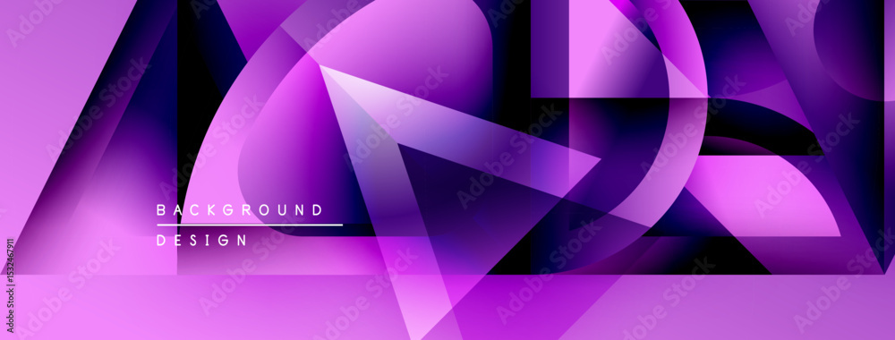 Aufkleber Abstract purple design features overlapping geometric shapes. Modern background with gradient colors, dynamic composition.