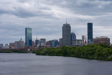 Naklejka premium Downtown Boston on a cloudy summer day