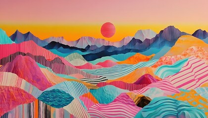 Colorful mountain landscape with vibrant hues.