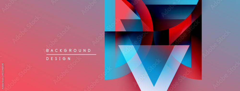 Poster abstract geometric design. vivid colors blend, creating dynamic visual impact. modern style suitable