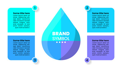 Infographic template. Water drop with 4 steps and numbers