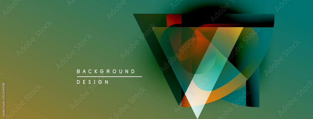 Poster Abstract geometric design. Gradient colors blend, creating dynamic visual effect. Modern background suitable for various projects.