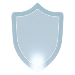 Light Blue Glass Shield Icon 3D Render Security Protection