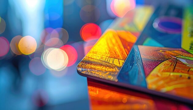 Bright, colorful patterns capture the essence of travel bliss as city lights shimmer.