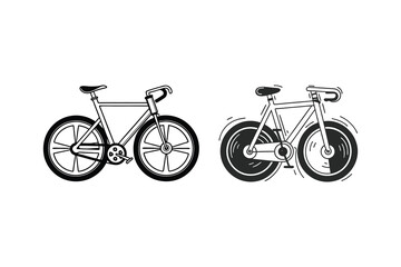 Fototapeta premium Minimalist Cycling Symbol or Logo icon with Flat Design Vector and white background