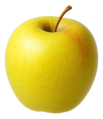 A fresh golden apple with a smooth yellow skin and a small brown stem.