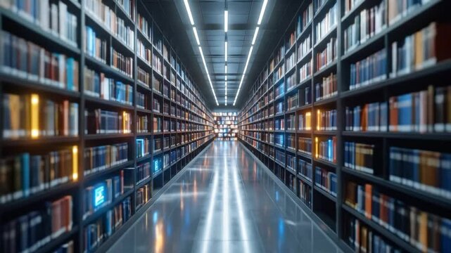 Perspective View Of A Modern Library Corridor