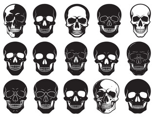 SKULLS SILHOUETTE WHITE BACKGROUND
