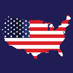  United States Map on American Flag Design.