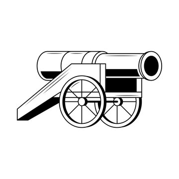 black and white cannon on wheels clip art preview
