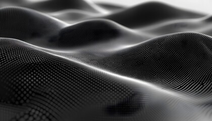 Abstract wavy pattern of dots in grayscale.