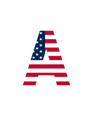 Fototapeta premium Patriotic American Flag Letter A Design Perfect for Independence Day Graphics
