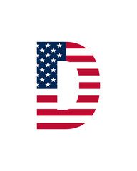 Obraz premium Patriotic American Flag Letter D Design Graphic