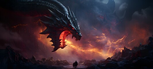 Galaxy Version of dragon vs Kraken world, ai generative