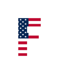 Patriotic American Flag Letter F Design Pixel Art Graphic