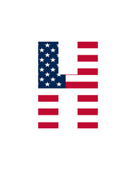 Patriotic American Flag Letter H Design Graphic