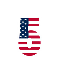 Obraz premium Patriotic Number Five American Flag Design Graphic
