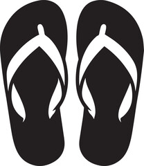 Black and White Flip-Flops Vector Silhouette 