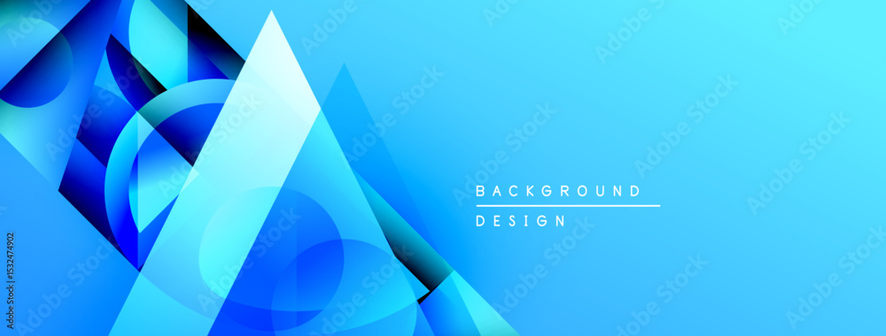 Poster Abstract blue shapes overlap, creating dynamic visual effect. Gradient background adds depth, modern aesthetic. Simple text reads background design.
