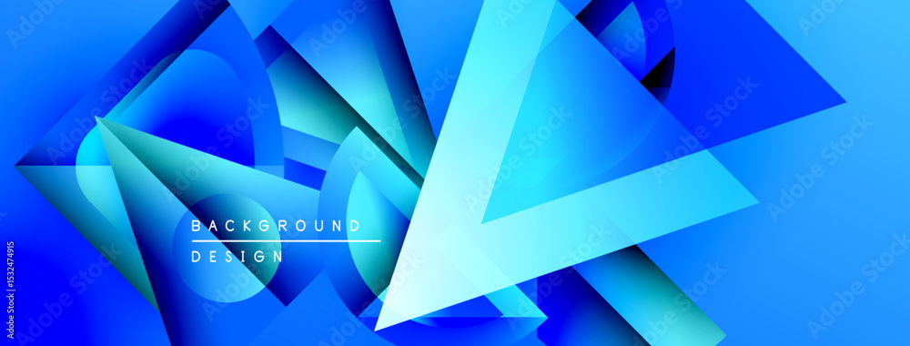 Poster Abstract blue design features geometric shapes, gradients, dynamic composition. Modern background suitable for digital projects.