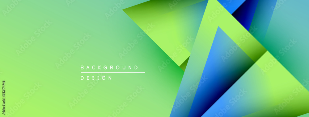 Aufkleber Abstract gradient background. Bright green transitions to blue. Geometric shapes overlap creating dynamic visual effect. Modern design element.