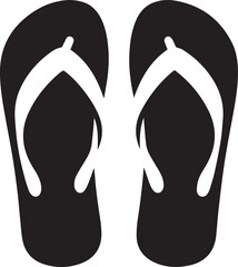 Black and White Flip-Flops Vector Silhouette 