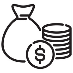 Budget and Finance Icon – Dollar Cash and Coin Balance EPS 10