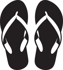 Black and White Flip-Flops Vector Silhouette 