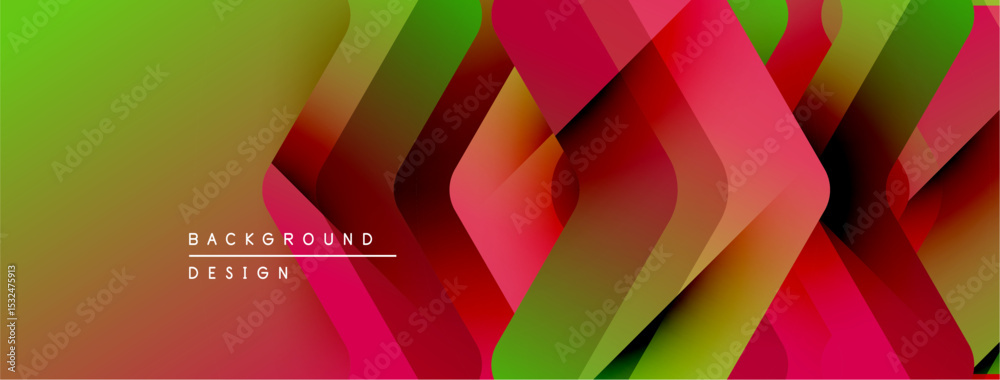Aufkleber Abstract geometric shapes create vibrant gradient background. Overlapping layers suggest depth, movement, modern design aesthetic.