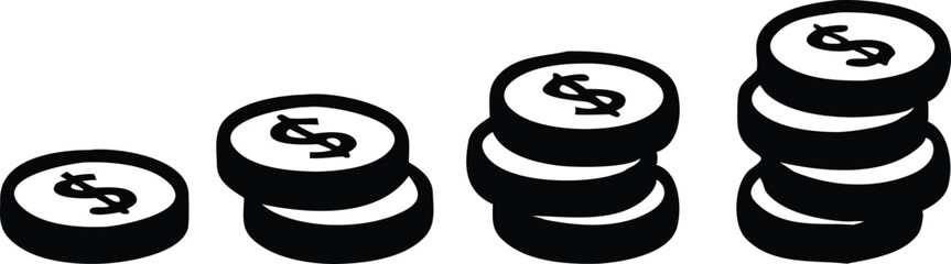 Coin icon. Profit growth icon. Vector
