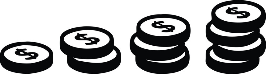 Coin icon. Profit growth icon. Vector