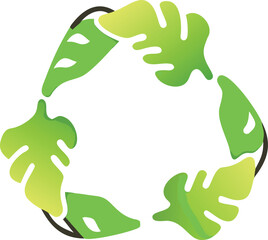 Recycle logo with leaves. Vector illustration