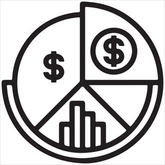Dollar Coin with Bar Chart Icon – Financial Growth and Statistics Vector EPS