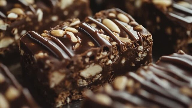 Delicious chocolate nut bars prepared with crunchy peanuts and a rich, sweet chocolate drizzle