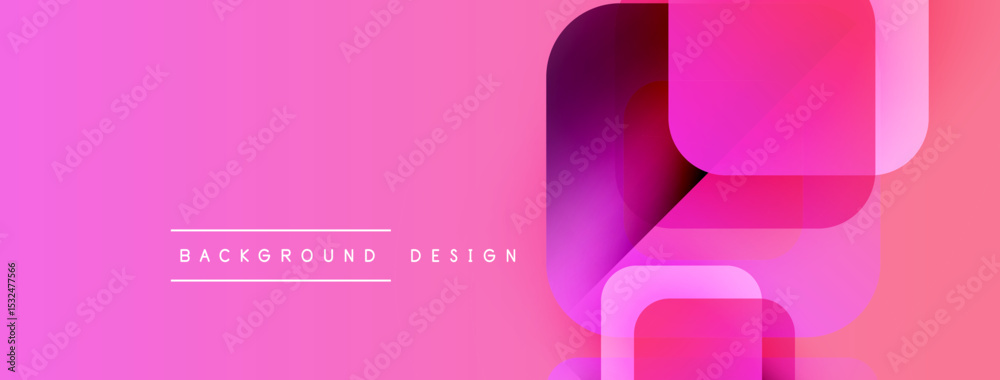 Poster Abstract pink background. Overlapping shapes create modern design. Gradient colors add depth, visual interest. Minimalist aesthetic.