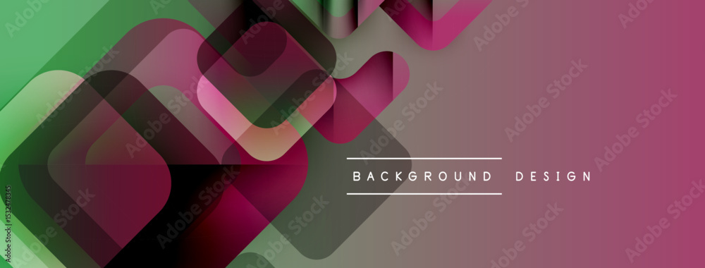 Poster Abstract geometric shapes overlap, creating vibrant gradient effect. Modern design suitable for backgrounds, presentations.