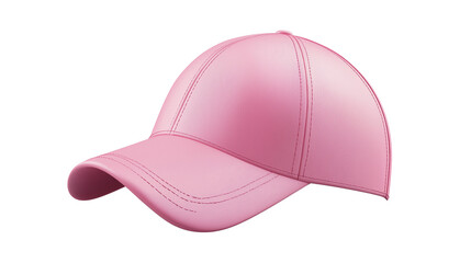 Fototapeta premium 3D baseball cap with smooth geometry, baby pink color, minimal aesthetic, white background, PNG