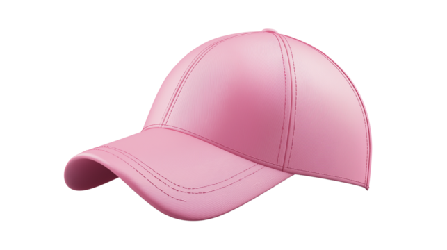 3D baseball cap with smooth geometry, baby pink color, minimal aesthetic, white background, PNG